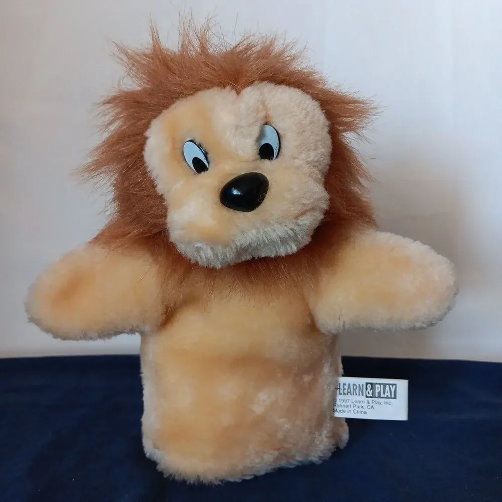 Learn & Play Lion Hand Puppet Plush 1997 Soft Vintage Imagination Toy